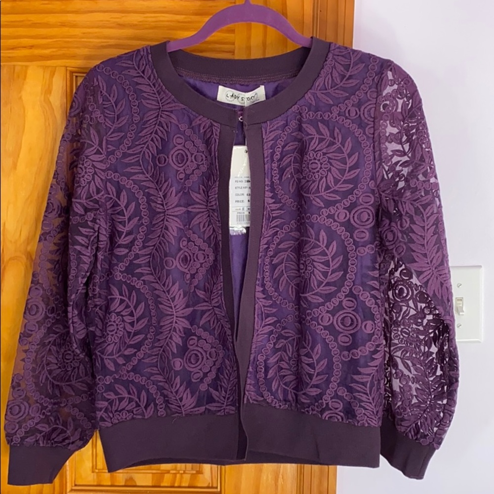 Lady Story embroidery purple top